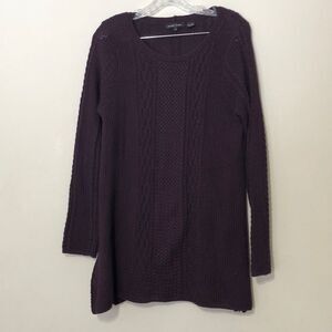 Jeanne Pierre Women’s S Small Purple Plum Oversized Cotton Cable Knit Sweater